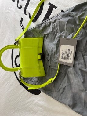 Balenciaga Neon Lime Croc-Embossed Hourglass Mini Top-Handle Bag